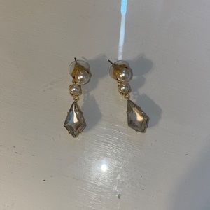 Pearl & rhine stone drop earrings